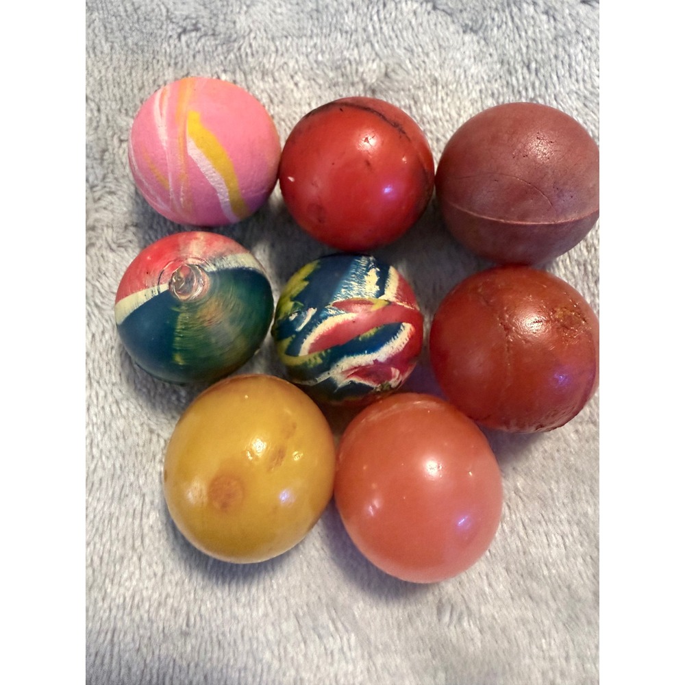 Vintage Super Ball Lot of 7 Marbled Swirl Rubber Bouncing Balls Arcade Vending